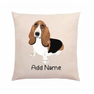 Personalized Basset Hound Linen Pillowcase-Home Decor-Basset Hound, Dog Dad Gifts, Dog Mom Gifts, Home Decor, Personalized, Pillows-Linen Pillow Case-Cotton-Linen-12"x12"-2