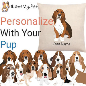 Personalized Basset Hound Linen Pillowcase-Home Decor-Basset Hound, Dog Dad Gifts, Dog Mom Gifts, Home Decor, Personalized, Pillows-1