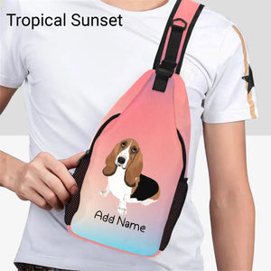 Personalized Basset Hound Love Unisex Sling Bag Backpack-Accessories-Basset Hound-Unisex Sling Bag Backpack-Tropical Sunset-One Size-19