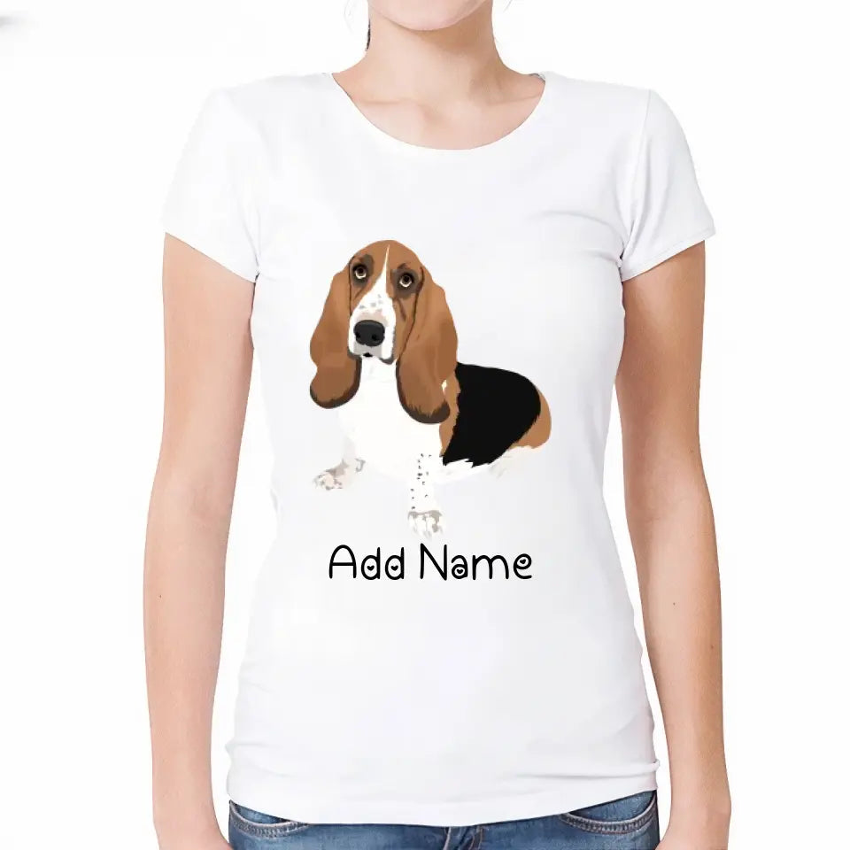 Personalized Basset Hound Mom T Shirt for Women-Customizer-Apparel, Basset Hound, Dog Mom Gifts, Personalized, Shirt, T Shirt-Modal T-Shirts-White-Small-2