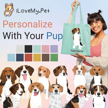 Personalized Beagle Love Zippered Tote Bag 360x