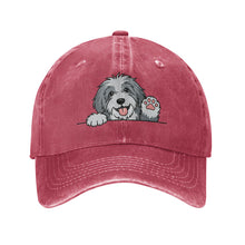 Load image into Gallery viewer, Personalized Bearded Collie Baseball Cap - Waving Bearded Collie Design - Match Your Dog's Coat Color-Hats &amp; Caps-Accessories,Baseball Caps,Bearded Collie,Dog Dad Gifts,Dog Mom Gifts-Red-One Size-1