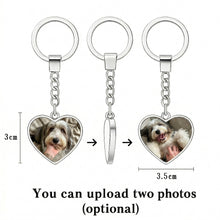 Load image into Gallery viewer, Personalized Bearded Collie Keychain - Heart Shaped - Double-Sided Glass-Key Chain-Accessories,Bearded Collie,Keychain,Upload Photo-2
