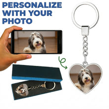 Load image into Gallery viewer, Personalized Bearded Collie Keychain - Heart Shaped - Double-Sided Glass-Key Chain-Accessories,Bearded Collie,Keychain,Upload Photo-Only Keychain-1