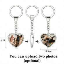 Load image into Gallery viewer, Personalized Belgian Malinois Keychain - Heart Shaped - Double-Sided Glass-Key Chain-Accessories,Belgian Malinois,Keychain,Upload Photo-2