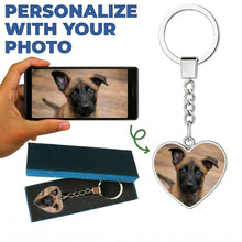 Load image into Gallery viewer, Personalized Belgian Malinois Keychain - Heart Shaped - Double-Sided Glass-Key Chain-Accessories,Belgian Malinois,Keychain,Upload Photo-Only Keychain-1
