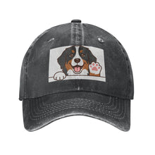 Load image into Gallery viewer, Personalized Bernese Mountain Dog Baseball Cap - Waving Bernese Mountain Dog Design - Match Your Dog's Coat Color-Hats &amp; Caps-Black-Black-One Size-57