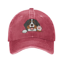 Load image into Gallery viewer, Personalized Bernese Mountain Dog Baseball Cap - Waving Bernese Mountain Dog Design - Match Your Dog's Coat Color-Hats &amp; Caps-Red-Red-One Size-1