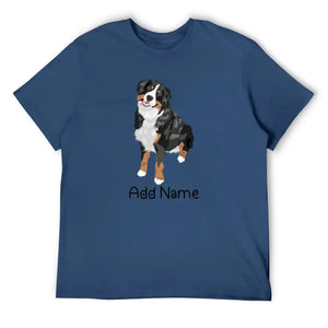 Personalized Bernese Mountain Dog Dad Cotton T Shirt-Apparel-Apparel, Bernese Mountain Dog, Dog Dad Gifts, Personalized, Shirt, T Shirt-Men's Cotton T Shirt-Navy Blue-Medium-12