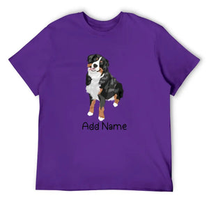 Personalized Bernese Mountain Dog Dad Cotton T Shirt-Apparel-Apparel, Bernese Mountain Dog, Dog Dad Gifts, Personalized, Shirt, T Shirt-Men's Cotton T Shirt-Purple-Medium-18