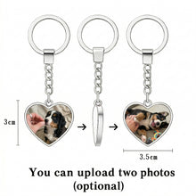 Load image into Gallery viewer, Personalized Bernese Mountain Dog Keychain - Heart Shaped - Double-Sided Glass-Key Chain-Accessories,Bernese Mountain Dog,Keychain,Upload Photo-3