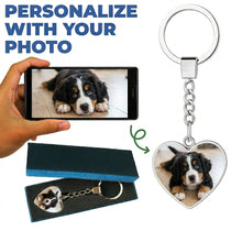 Load image into Gallery viewer, Personalized Bernese Mountain Dog Keychain - Heart Shaped - Double-Sided Glass-Key Chain-Accessories,Bernese Mountain Dog,Keychain,Upload Photo-4
