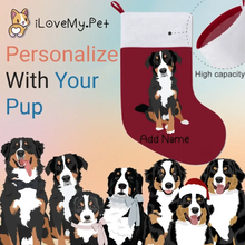 Load image into Gallery viewer, Personalized Bernese Mountain Dog Large Christmas Stocking-Christmas Ornament-Bernese Mountain Dog, Christmas, Home Decor, Personalized-Large Christmas Stocking-Christmas Red-One Size-1