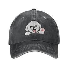 Load image into Gallery viewer, Personalized Bichon Frise Baseball Cap - Waving Bichon Frise Design - Match Your Dog's Coat Color-Hats &amp; Caps-Accessories,Baseball Caps,Bichon Frise,Dog Dad Gifts,Dog Mom Gifts-Black-One Size-1