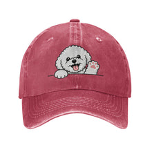 Load image into Gallery viewer, Personalized Bichon Frise Baseball Cap - Waving Bichon Frise Design - Match Your Dog's Coat Color-Hats &amp; Caps-Accessories,Baseball Caps,Bichon Frise,Dog Dad Gifts,Dog Mom Gifts-Red-One Size-3