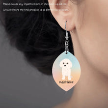 Load image into Gallery viewer, Personalized Bichon Frise Dog Mom Earrings-Dog Themed Jewellery-Bichon Frise-Personalized Dog Mom Earrings-Oval-One Size-3