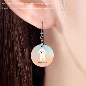 Personalized Bichon Frise Dog Mom Earrings-Dog Themed Jewellery-Bichon Frise-Personalized Dog Mom Earrings-Round-One Size-4