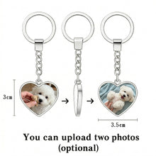 Load image into Gallery viewer, Personalized Bichon Frise Keychain – Heart Shaped – Double-Sided Glass-Key Chain-Accessories,Bichon Frise,Keychain,Upload Photo-2
