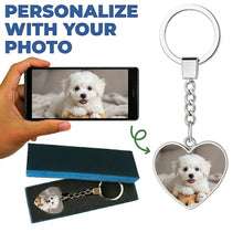Load image into Gallery viewer, Personalized Bichon Frise Keychain – Heart Shaped – Double-Sided Glass-Key Chain-Accessories,Bichon Frise,Keychain,Upload Photo-1