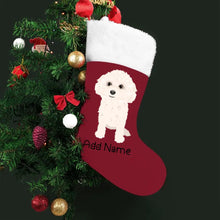 Load image into Gallery viewer, Personalized Bichon Frise Large Christmas Stocking-Christmas Ornament-Bichon Frise, Christmas, Home Decor, Personalized-Large Christmas Stocking-Christmas Red-One Size-2