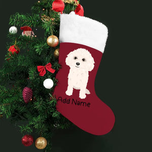 Personalized Bichon Frise Large Christmas Stocking-Christmas Ornament-Bichon Frise, Christmas, Home Decor, Personalized-Large Christmas Stocking-Christmas Red-One Size-2