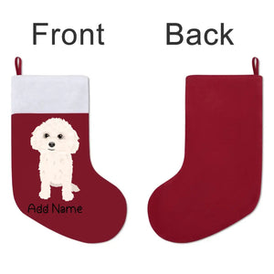 Personalized Bichon Frise Large Christmas Stocking-Christmas Ornament-Bichon Frise, Christmas, Home Decor, Personalized-Large Christmas Stocking-Christmas Red-One Size-3