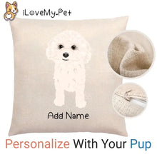 Load image into Gallery viewer, Personalized Bichon Frise Linen Pillowcase-Linen Pillow Case-Cotton-Linen-16"x16"