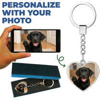 Load image into Gallery viewer, Personalized Black Labrador Keychain - Heart Shaped - Double-Sided Glass-Key Chain-Accessories,Black Labrador,Keychain,Upload Photo-Only Keychain-4