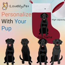 Load image into Gallery viewer, Personalized Black Labrador Large Christmas Stocking-Christmas Ornament-Black Labrador, Christmas, Home Decor, Labrador, Personalized-Large Christmas Stocking-Christmas Red-One Size-1
