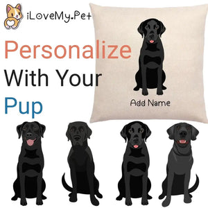 Personalized Black Labrador Linen Pillowcase-Home Decor-Black Labrador, Dog Dad Gifts, Dog Mom Gifts, Home Decor, Labrador, Personalized, Pillows-Linen Pillow Case-Cotton-Linen-12"x12"-1