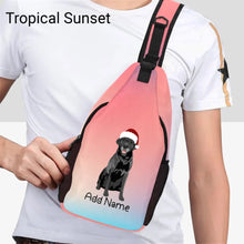 Load image into Gallery viewer, Personalized Black Labrador Unisex Sling Bag Backpack-Accessories-Black Labrador, Labrador-Unisex Sling Bag Backpack-Tropical Sunset-One Size-19