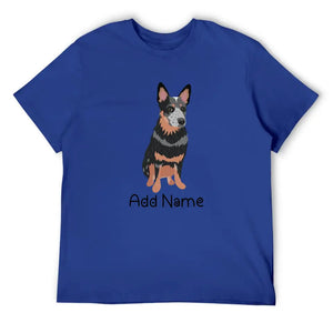 Personalized Blue Heeler Australian Cattle Dog Dad Cotton T Shirt-Apparel-Apparel, Blue Heeler, Dog Dad Gifts, Personalized, Shirt, T Shirt-Men's Cotton T Shirt-Blue-Medium-11