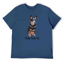 Load image into Gallery viewer, Personalized Blue Heeler Australian Cattle Dog Dad Cotton T Shirt-Apparel-Apparel, Blue Heeler, Dog Dad Gifts, Personalized, Shirt, T Shirt-Men&#39;s Cotton T Shirt-Navy Blue-Medium-12
