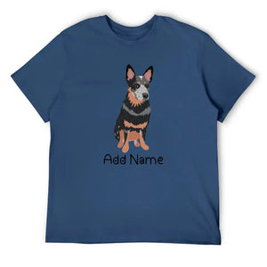 Personalized Blue Heeler Australian Cattle Dog Dad Cotton T Shirt-Apparel-Apparel, Blue Heeler, Dog Dad Gifts, Personalized, Shirt, T Shirt-Men's Cotton T Shirt-Navy Blue-Medium-12