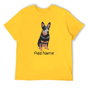 Personalized Blue Heeler Australian Cattle Dog Dad Cotton T Shirt-Apparel-Apparel, Blue Heeler, Dog Dad Gifts, Personalized, Shirt, T Shirt-Men's Cotton T Shirt-Yellow-Medium-13