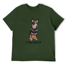 Load image into Gallery viewer, Personalized Blue Heeler Australian Cattle Dog Dad Cotton T Shirt-Apparel-Apparel, Blue Heeler, Dog Dad Gifts, Personalized, Shirt, T Shirt-Men&#39;s Cotton T Shirt-Army Green-Medium-17