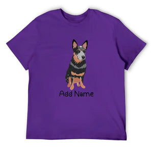 Personalized Blue Heeler Australian Cattle Dog Dad Cotton T Shirt-Apparel-Apparel, Blue Heeler, Dog Dad Gifts, Personalized, Shirt, T Shirt-Men's Cotton T Shirt-Purple-Medium-18