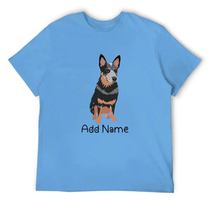 Personalized Blue Heeler Australian Cattle Dog Dad Cotton T Shirt-Apparel-Apparel, Blue Heeler, Dog Dad Gifts, Personalized, Shirt, T Shirt-Men's Cotton T Shirt-Sky Blue-Medium-2