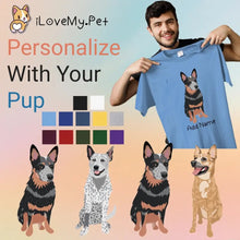 Load image into Gallery viewer, Personalized Blue Heeler Australian Cattle Dog Dad Cotton T Shirt-Apparel-Apparel, Blue Heeler, Dog Dad Gifts, Personalized, Shirt, T Shirt-1