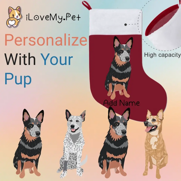 Personalized Blue Heeler Australian Cattle Dog Large Christmas Stockin