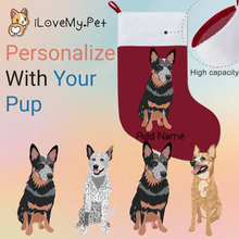 Load image into Gallery viewer, Personalized Blue Heeler Australian Cattle Dog Large Christmas Stocking-Christmas Ornament-Blue Heeler, Christmas, Home Decor, Personalized-Large Christmas Stocking-Christmas Red-One Size-1
