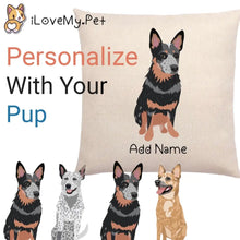 Load image into Gallery viewer, Personalized Blue Heeler Australian Cattle Dog Linen Pillowcase-Customizer-Blue Heeler, Dog Dad Gifts, Dog Mom Gifts, Home Decor, Personalized, Pillows-1