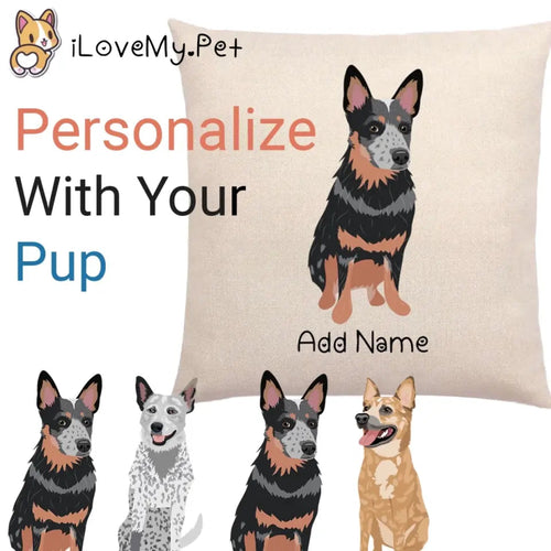 Personalized Blue Heeler Australian Cattle Dog Linen Pillowcase-Customizer-Blue Heeler, Dog Dad Gifts, Dog Mom Gifts, Home Decor, Personalized, Pillows-1