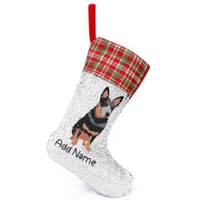Load image into Gallery viewer, Personalized Blue Heeler Australian Cattle Dog Shiny Sequin Christmas Stocking-Christmas Ornament-Blue Heeler, Christmas, Home Decor, Personalized-Sequinned Christmas Stocking-Sequinned Silver White-One Size-2