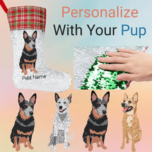 Load image into Gallery viewer, Personalized Blue Heeler Australian Cattle Dog Shiny Sequin Christmas Stocking-Christmas Ornament-Blue Heeler, Christmas, Home Decor, Personalized-Sequinned Christmas Stocking-Sequinned Silver White-One Size-1