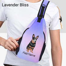 Load image into Gallery viewer, Personalized Blue Heeler Australian Cattle Dog Unisex Sling Bag-Accessories-Blue Heeler-Unisex Sling Bag Backpack-Lavender Bliss-One Size-15