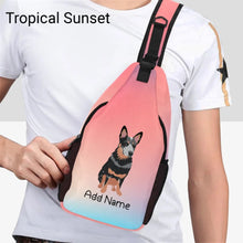 Load image into Gallery viewer, Personalized Blue Heeler Australian Cattle Dog Unisex Sling Bag-Accessories-Blue Heeler-Unisex Sling Bag Backpack-Tropical Sunset-One Size-19