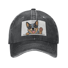 Load image into Gallery viewer, Personalized Blue Heeler Baseball Cap - Waving Blue Heeler Design - Match Your Dog's Coat Color-Hats &amp; Caps-Black-Black-One Size-4