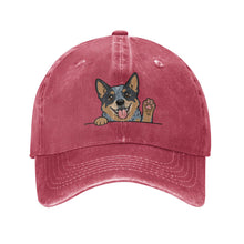 Load image into Gallery viewer, Personalized Blue Heeler Baseball Cap - Waving Blue Heeler Design - Match Your Dog's Coat Color-Hats &amp; Caps-Red-Red-One Size-2