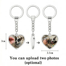 Load image into Gallery viewer, Personalized Blue Heeler Keychain – Heart Shaped – Double-Sided Glass-Key Chain-Accessories,Keychain,Upload Photo-2